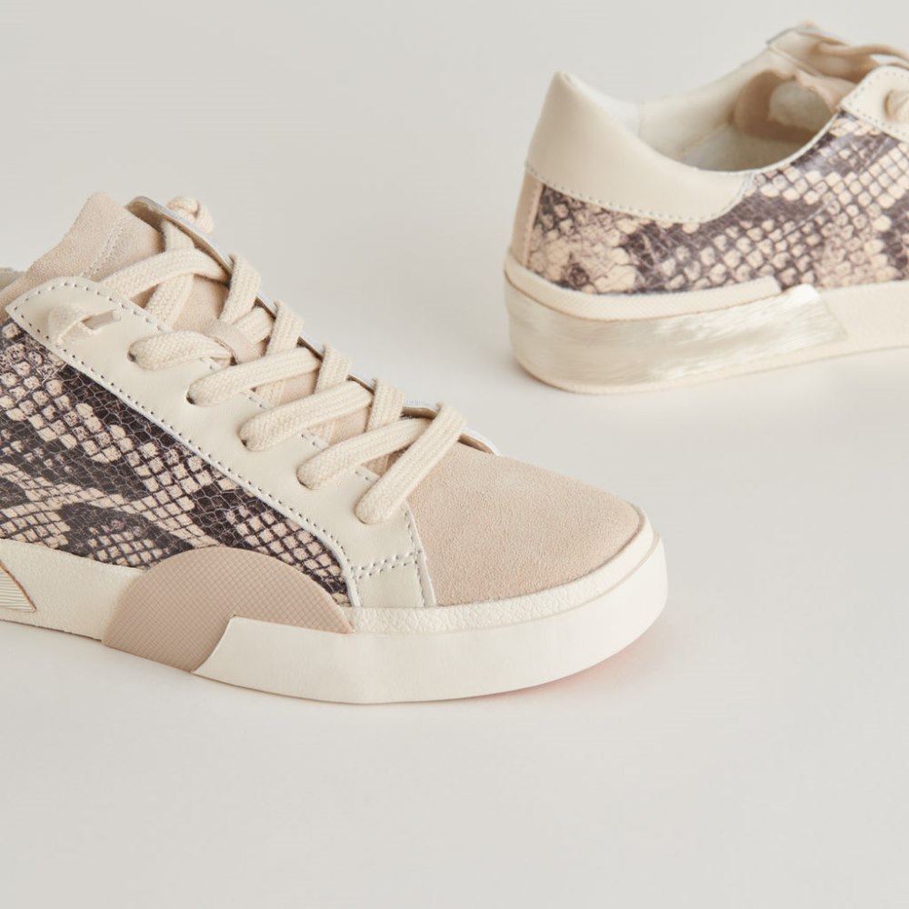 Dolce Vita Zina Sneakers Black White Embossed Snake