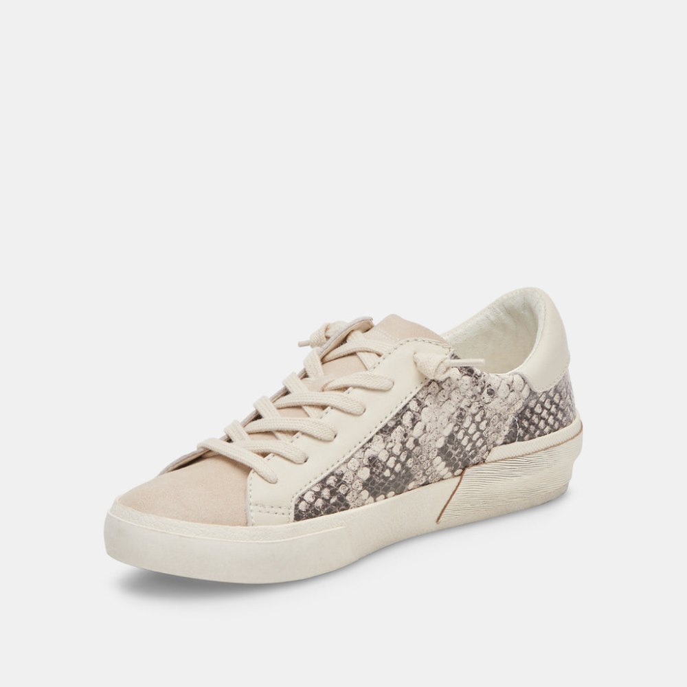Dolce Vita Zina Sneakers Black White Embossed Snake