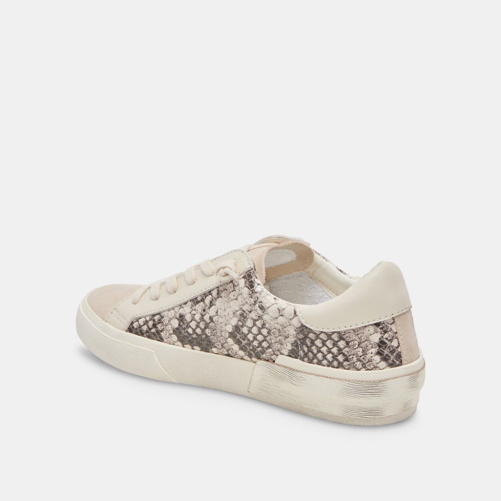 Dolce Vita Zina Sneakers Black White Embossed Snake
