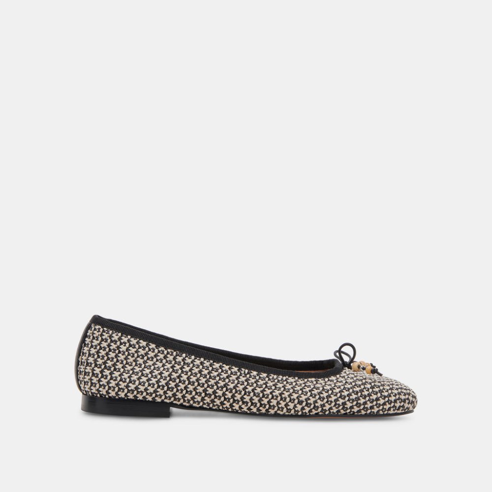 Dolce Vita Cacy Ballet Flats White Black Raffia