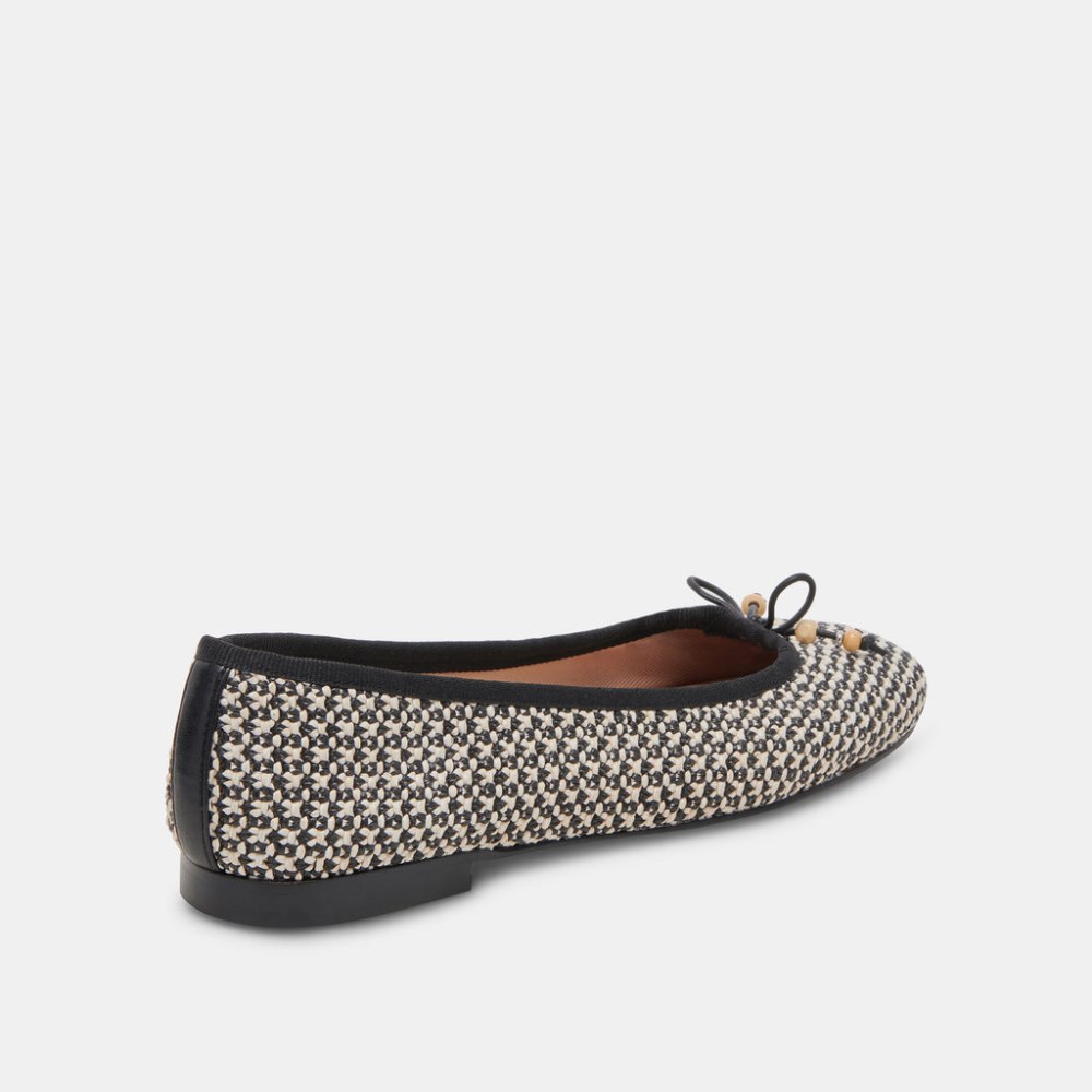 Dolce Vita Cacy Ballet Flats White Black Raffia