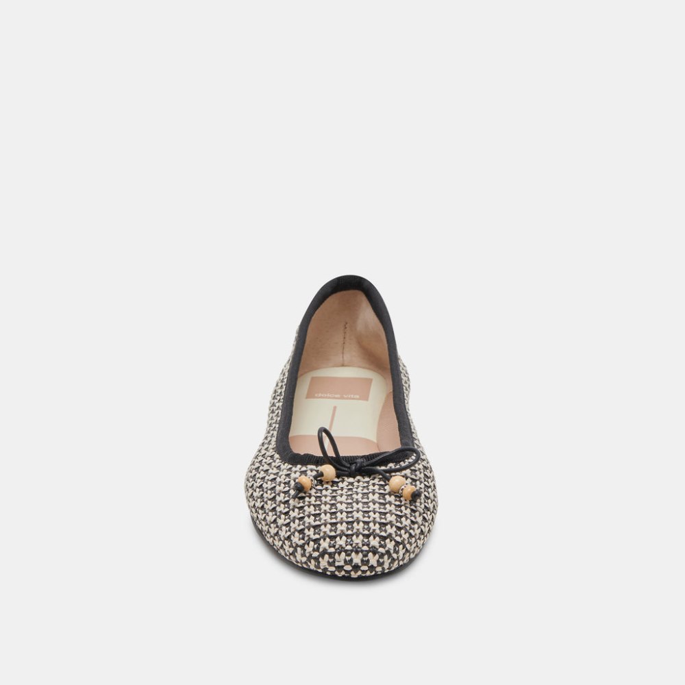 Dolce Vita Cacy Ballet Flats White Black Raffia