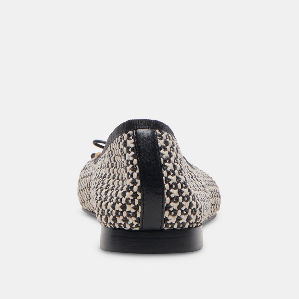 Dolce Vita Cacy Ballet Flats White Black Raffia