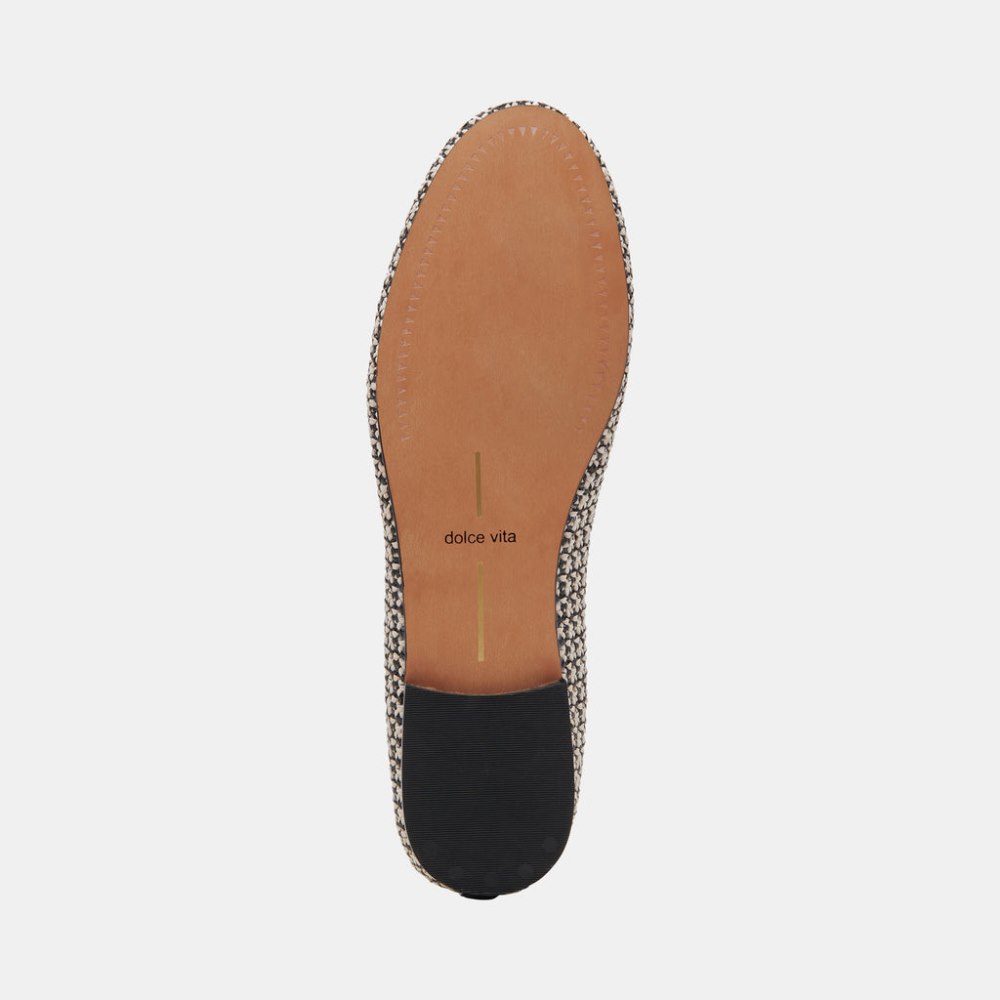 Dolce Vita Cacy Ballet Flats White Black Raffia