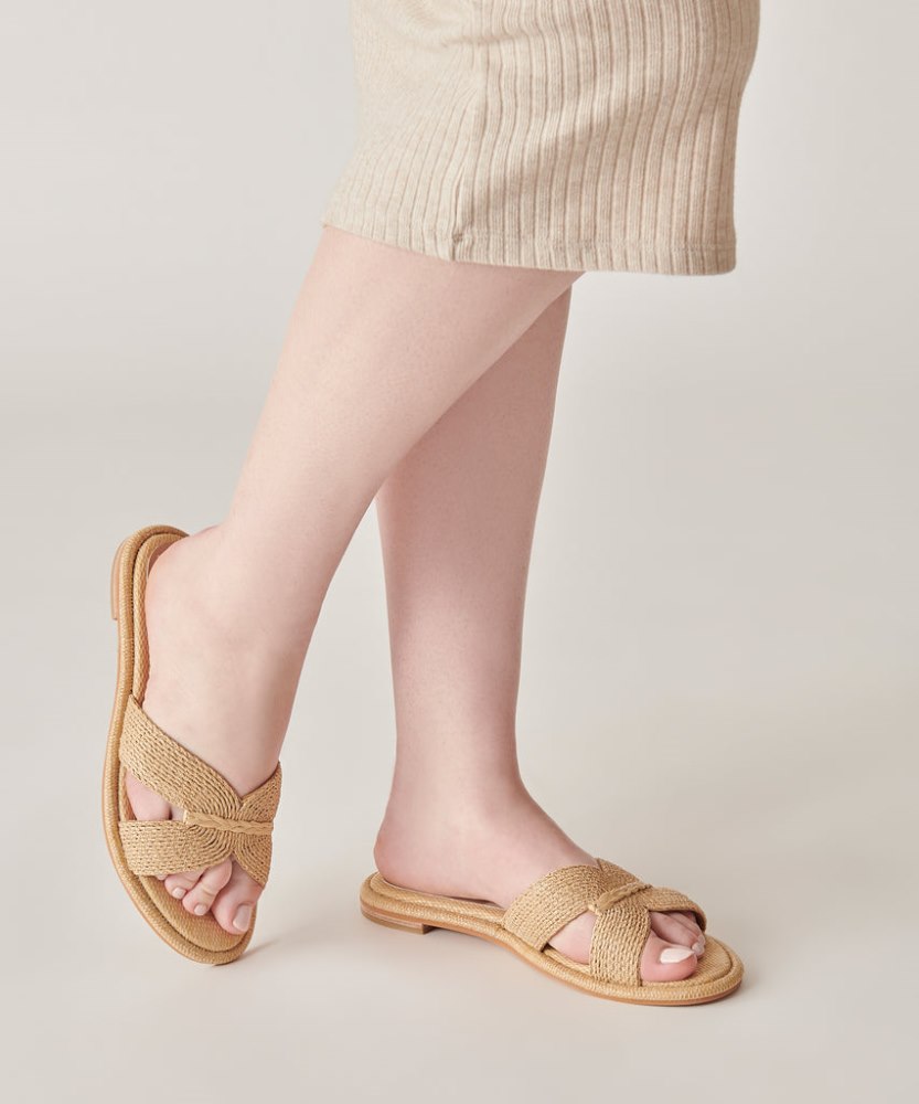 Dolce Vita Atomic Wide Sandals Lt Natural Raffia