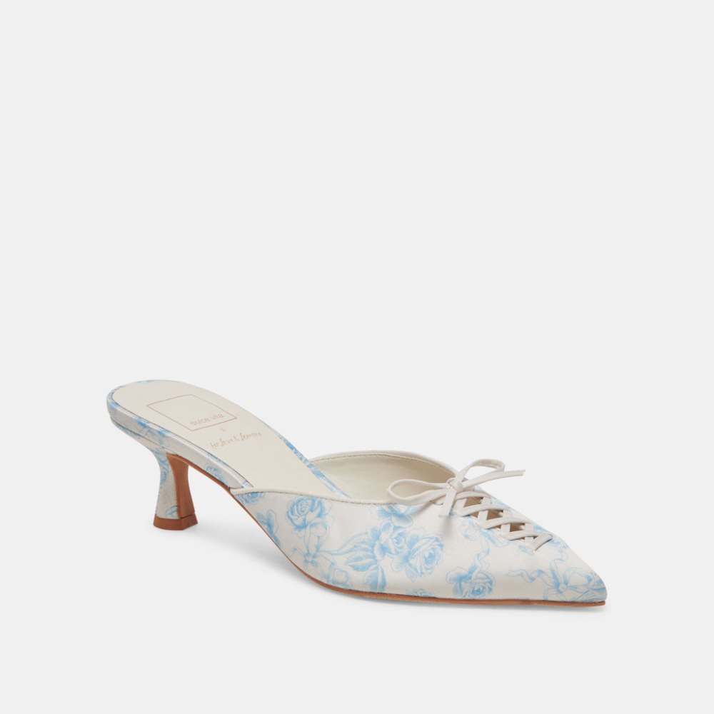 Dolce Vita Camile Wide Heels Blue Floral Fabric
