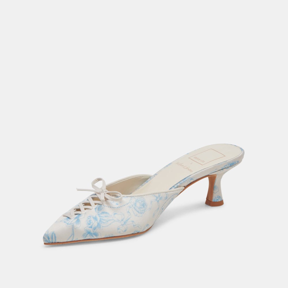 Dolce Vita Camile Wide Heels Blue Floral Fabric