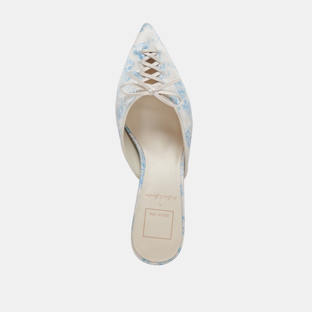 Dolce Vita Camile Wide Heels Blue Floral Fabric