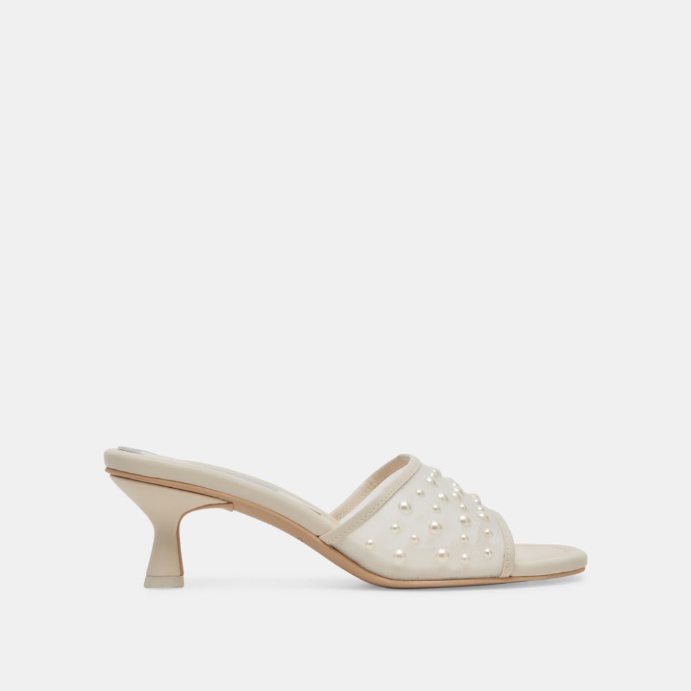 Dolce Vita Meeza Pearl Heels Ivory Mesh