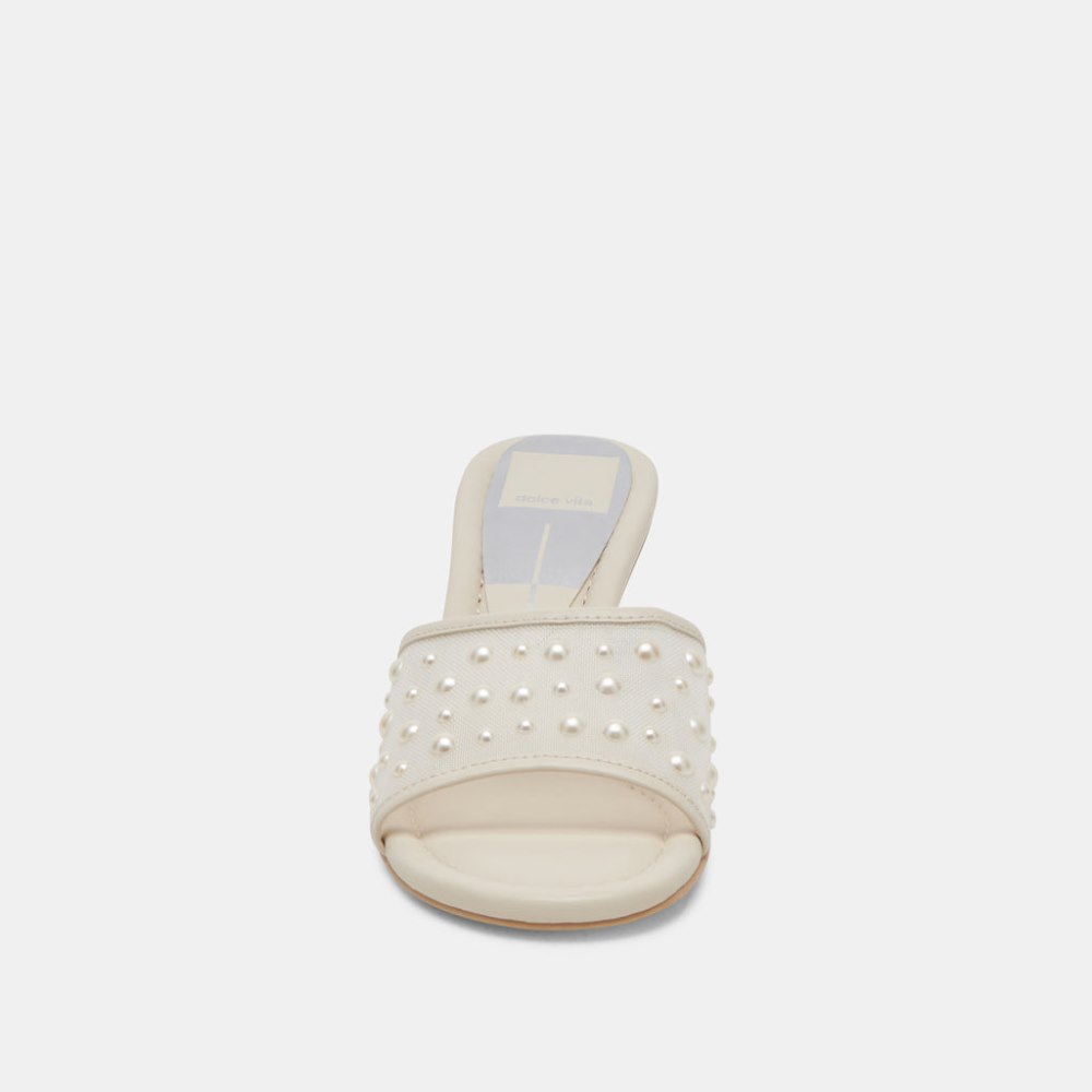 Dolce Vita Meeza Pearl Heels Ivory Mesh