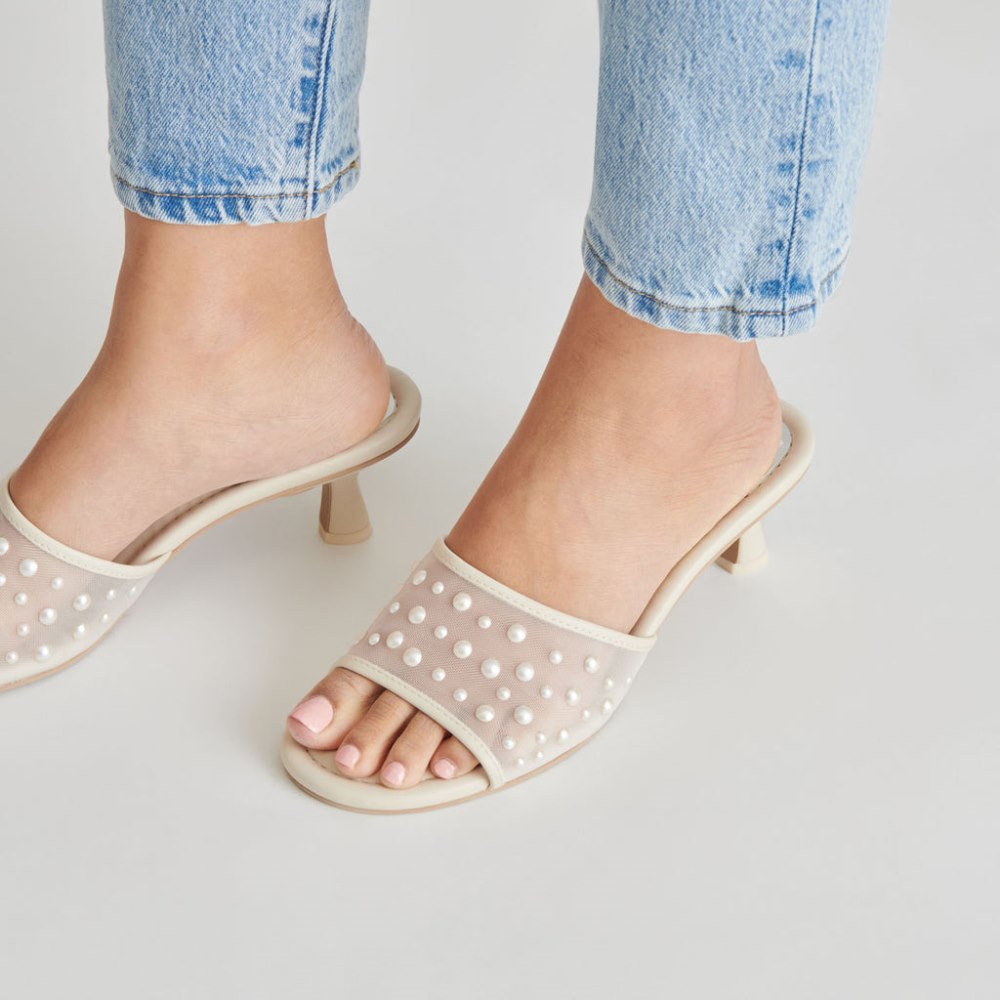Dolce Vita Meeza Pearl Heels Ivory Mesh