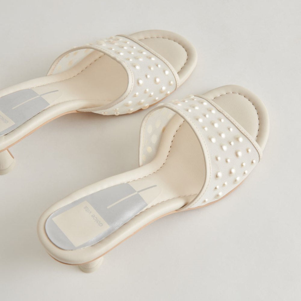 Dolce Vita Meeza Pearl Heels Ivory Mesh