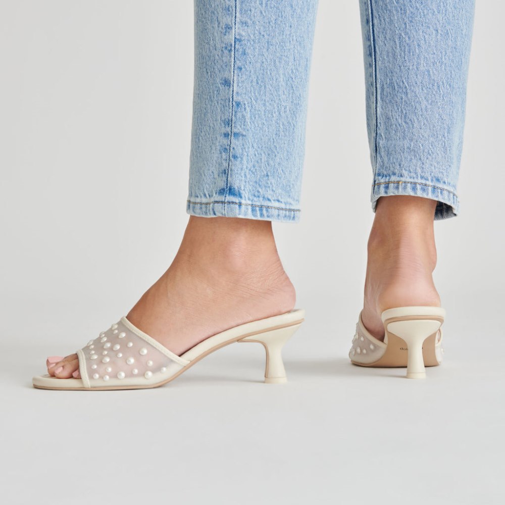 Dolce Vita Meeza Pearl Heels Ivory Mesh