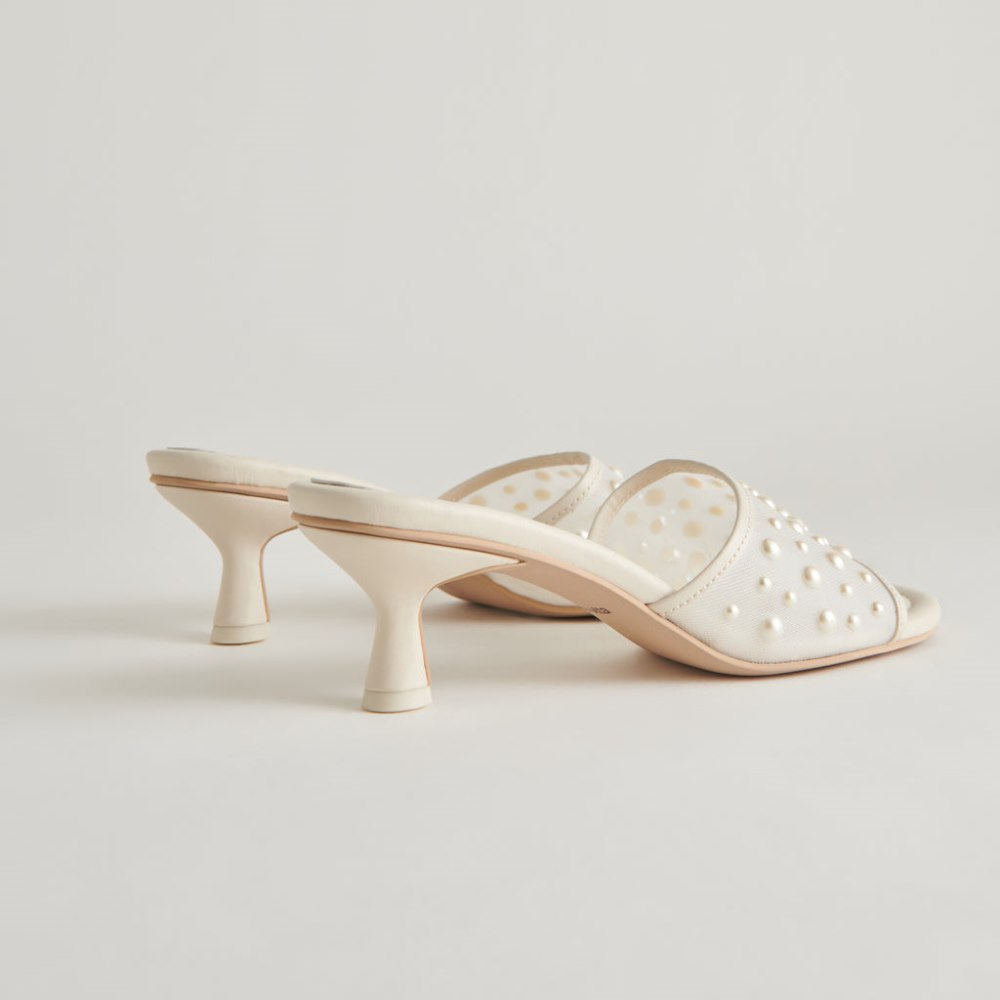 Dolce Vita Meeza Pearl Heels Ivory Mesh