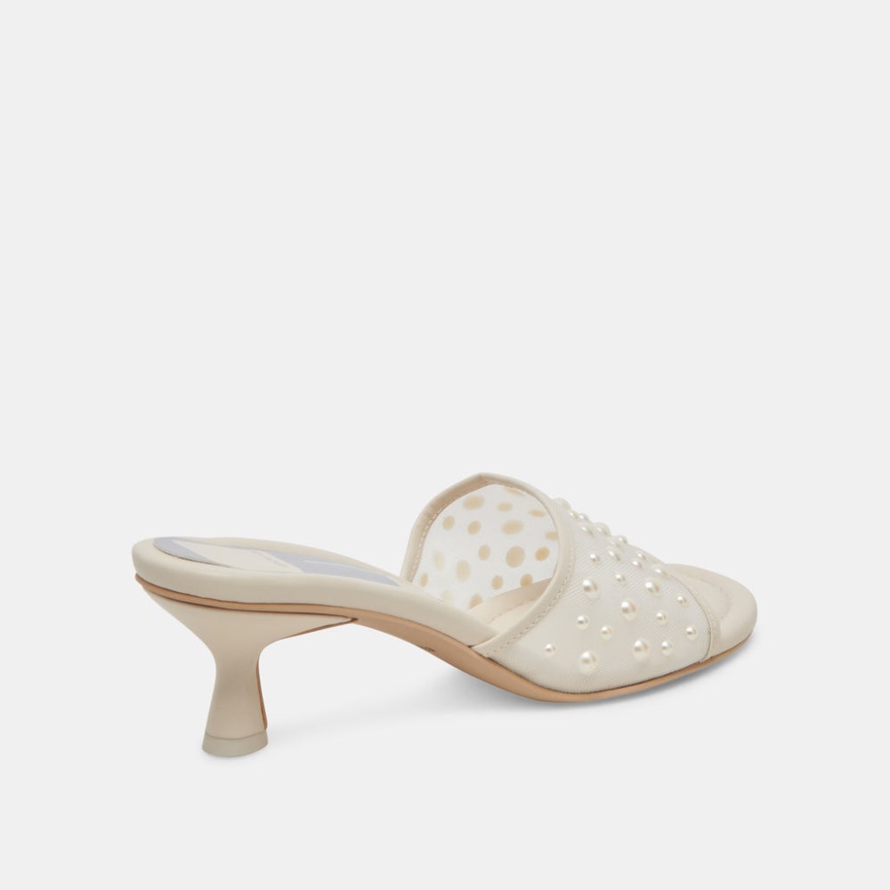 Dolce Vita Meeza Pearl Heels Ivory Mesh