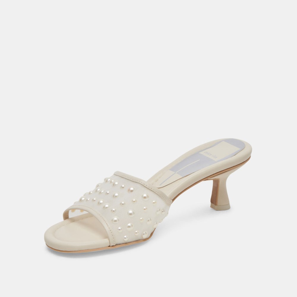 Dolce Vita Meeza Pearl Heels Ivory Mesh