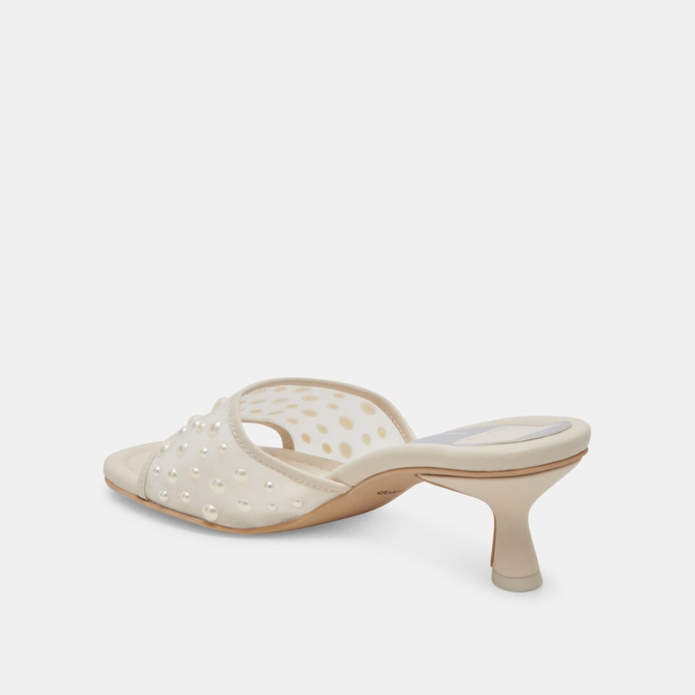 Dolce Vita Meeza Pearl Heels Ivory Mesh