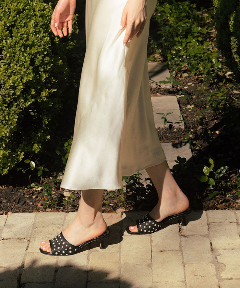 Dolce Vita Meeza Pearl Heels Onyx Mesh