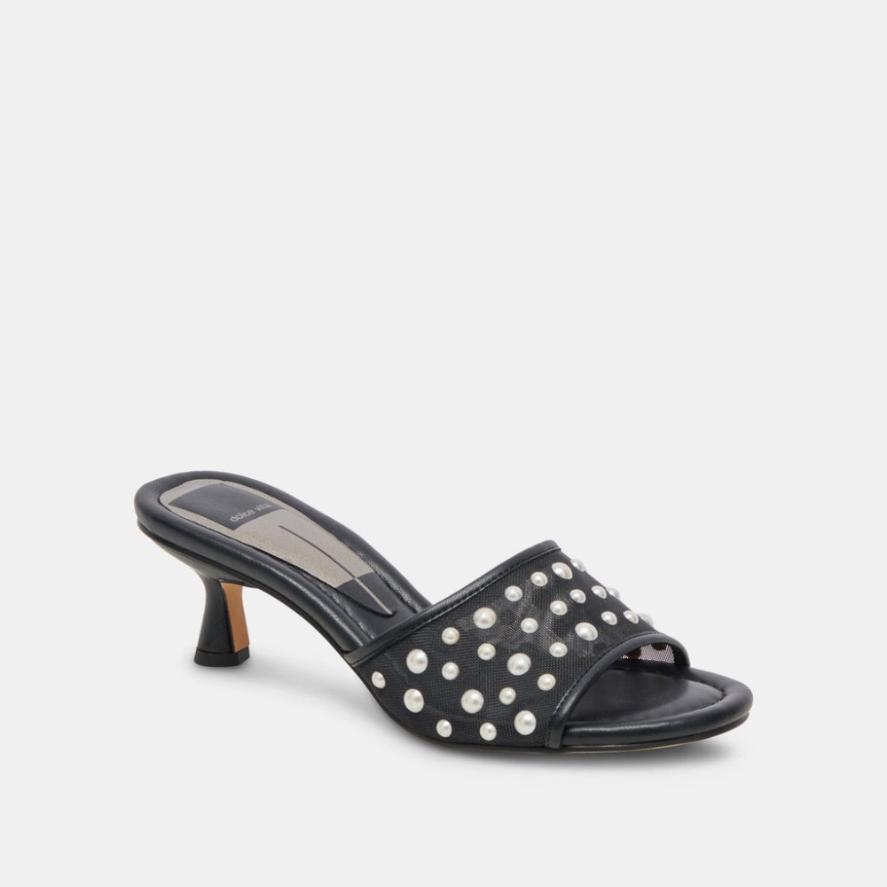 Dolce Vita Meeza Pearl Heels Onyx Mesh