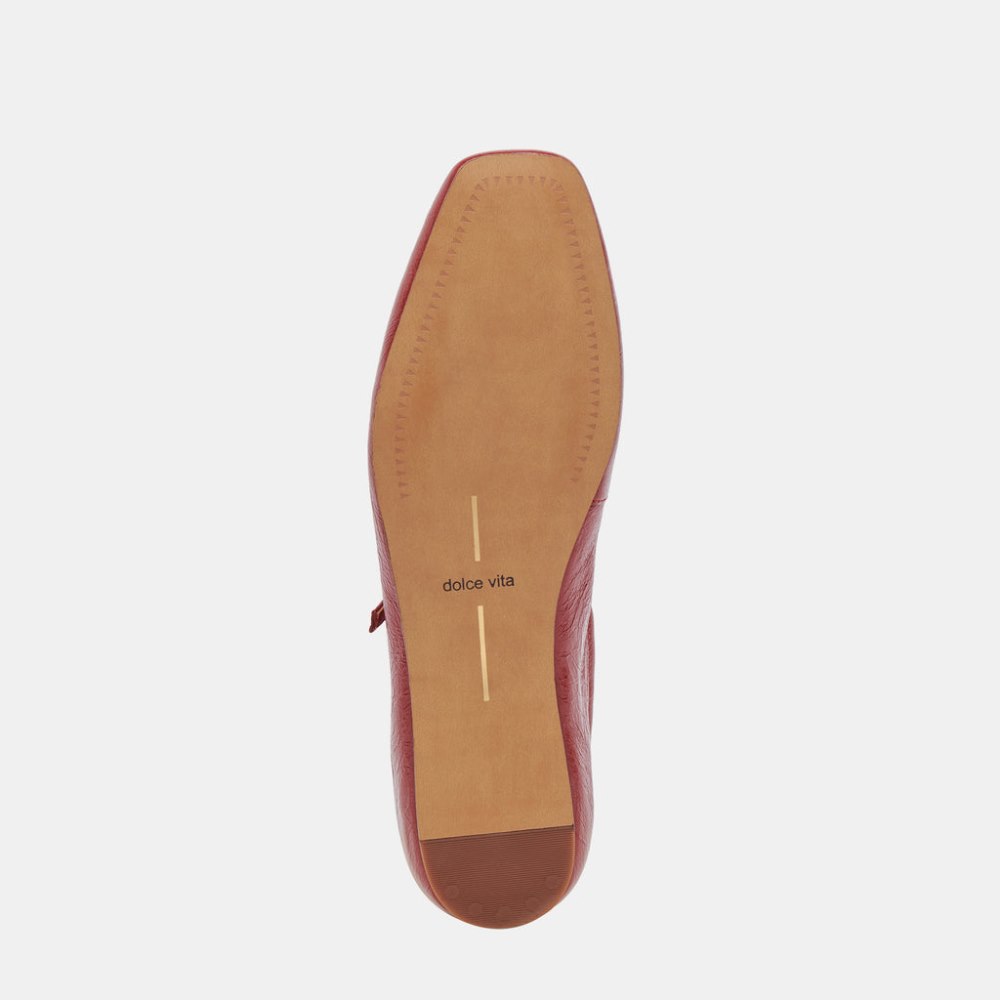 Dolce Vita Reyes Wide Ballet Flats Red Crinkle Patent