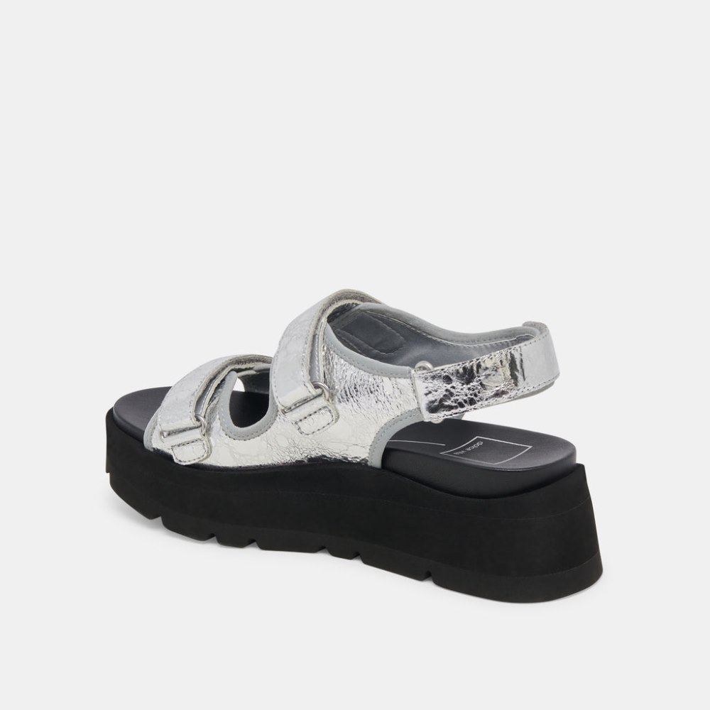 Dolce Vita Dubai Sandals Silver Distressed Leather