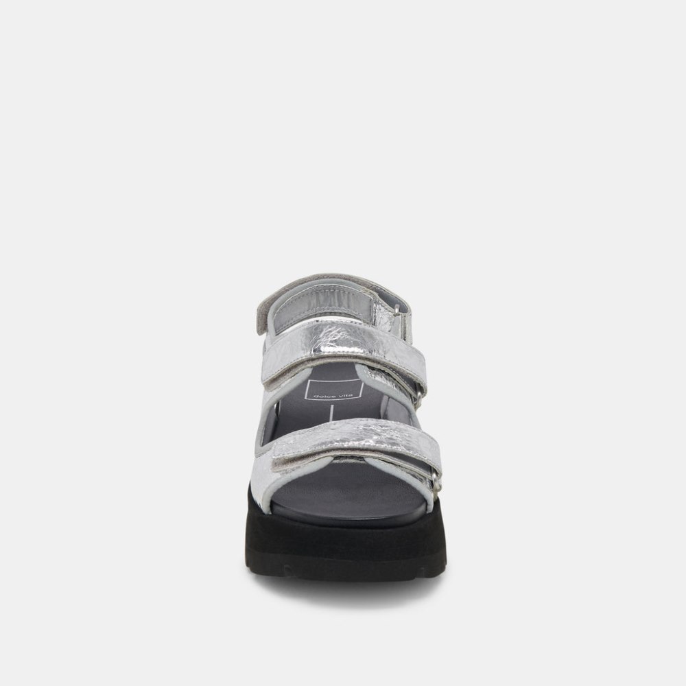 Dolce Vita Dubai Sandals Silver Distressed Leather