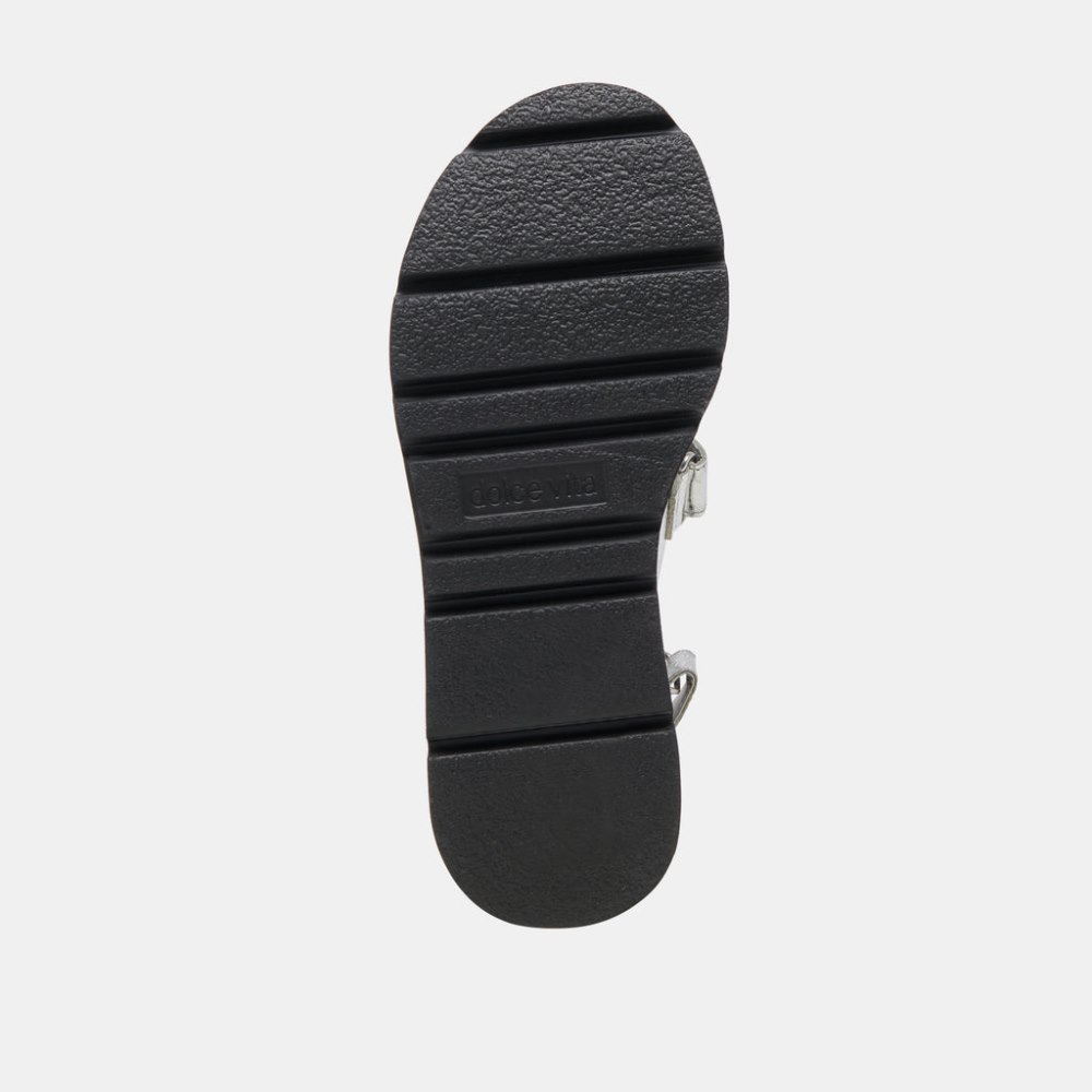 Dolce Vita Dubai Sandals Silver Distressed Leather