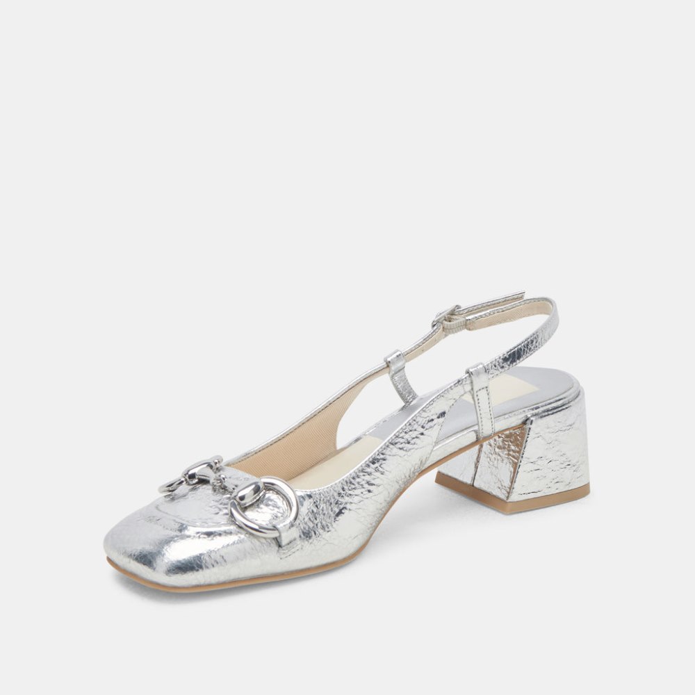 Dolce Vita Melli Heels Silver Distressed Leather