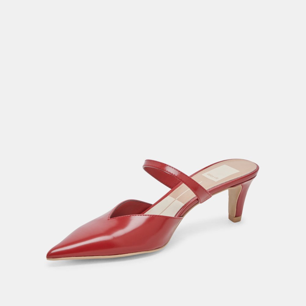 Dolce Vita Kanika Mid Heels Red Crinkle Patent