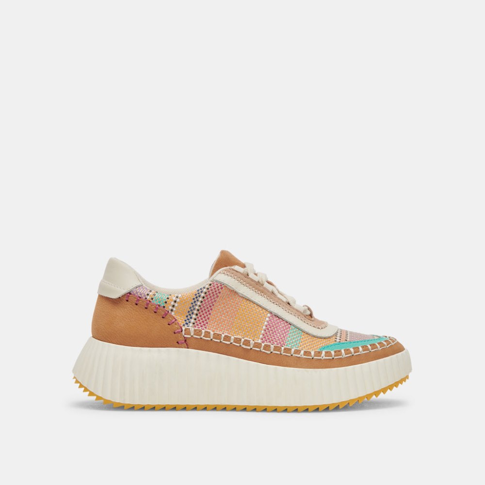 Dolce Vita Dolen Sneakers Tan Multi Raffia