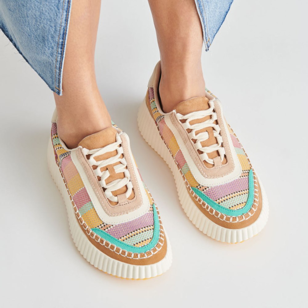 Dolce Vita Dolen Sneakers Tan Multi Raffia
