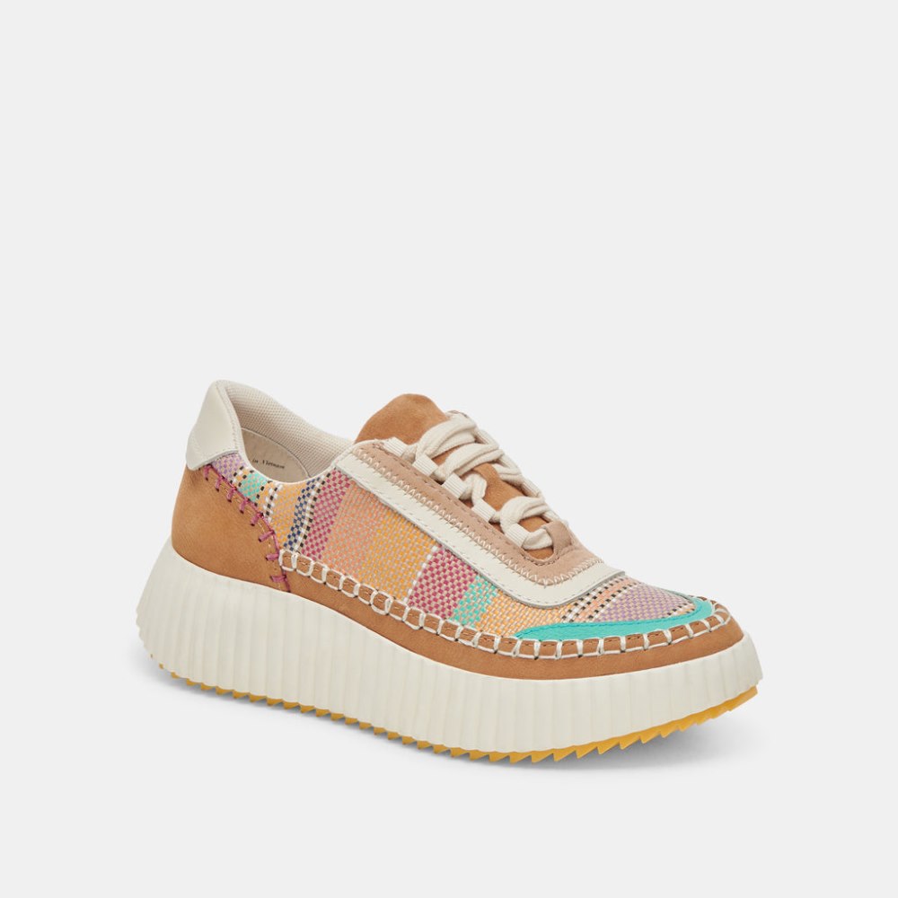 Dolce Vita Dolen Sneakers Tan Multi Raffia