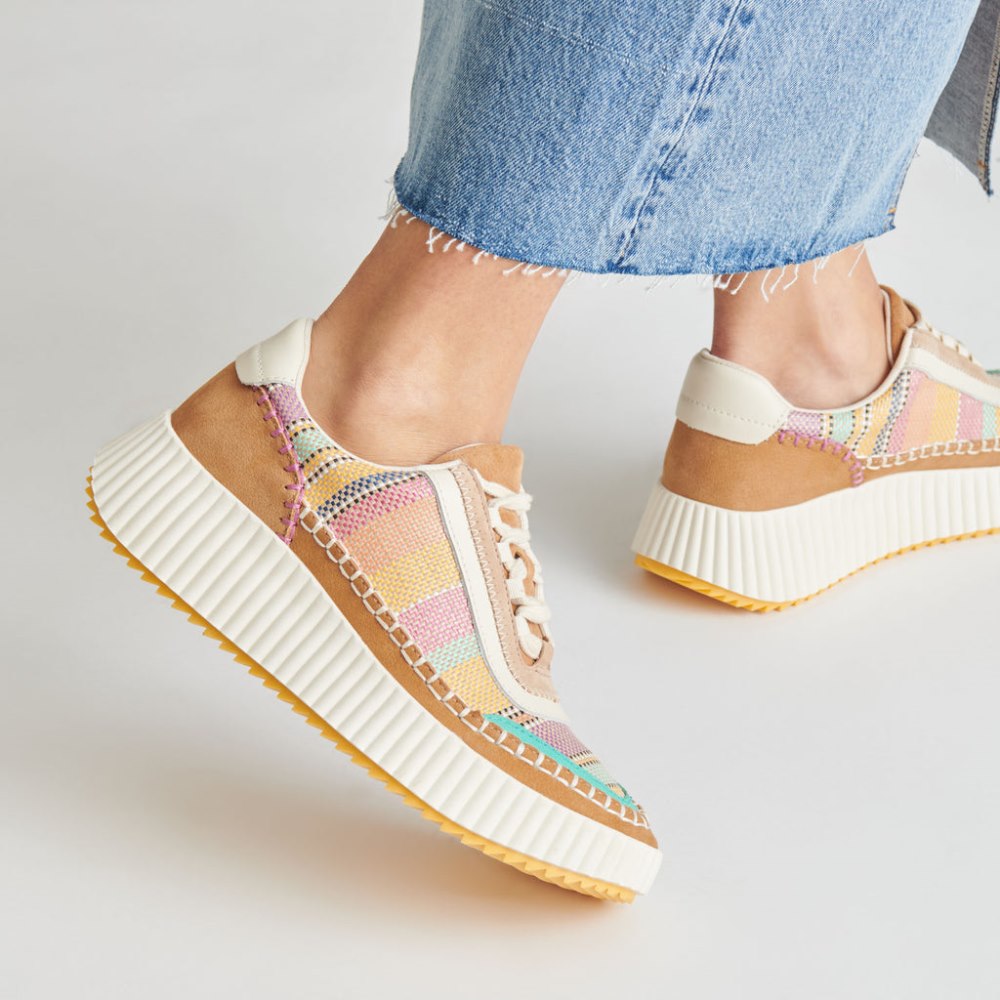 Dolce Vita Dolen Sneakers Tan Multi Raffia