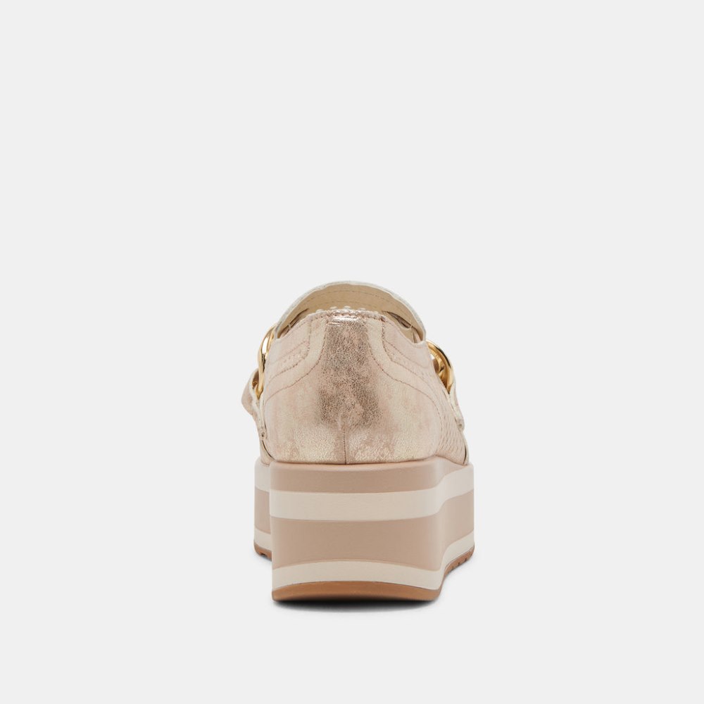 Dolce Vita Jhenee Perforated Sneakers Light Gold Nubuck