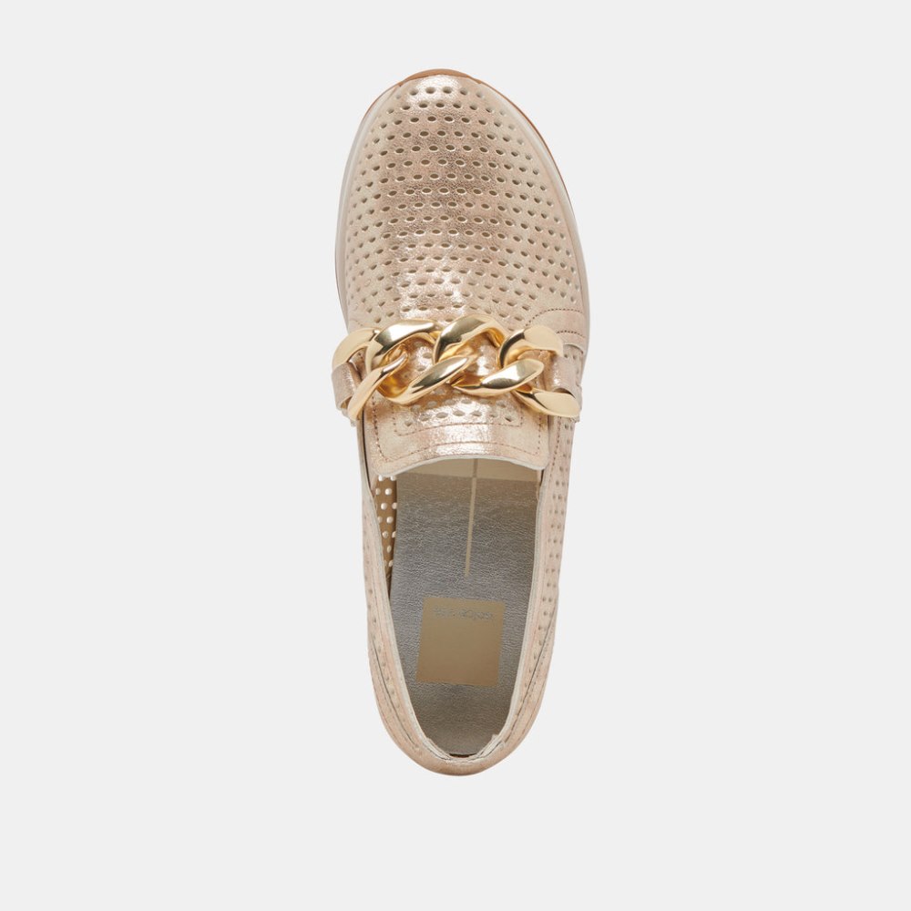 Dolce Vita Jhenee Perforated Sneakers Light Gold Nubuck