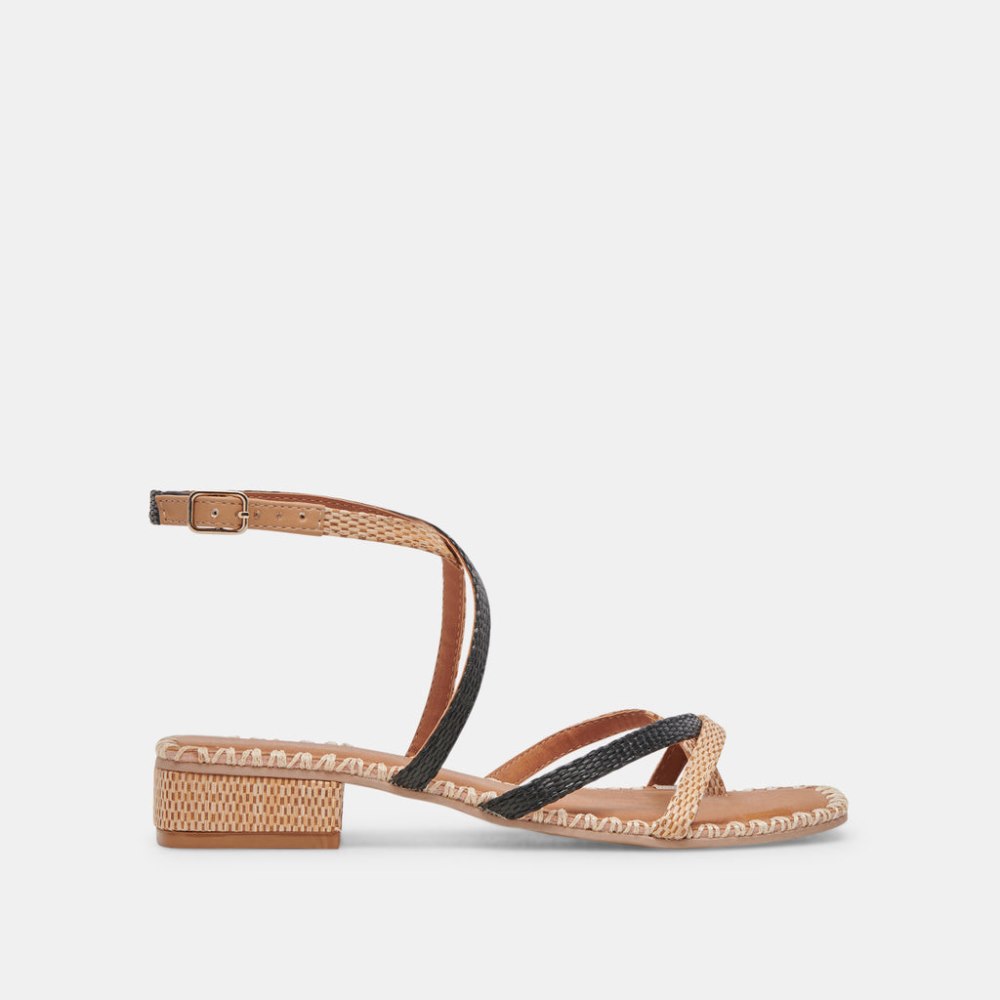 Dolce Vita Brinn Sandals Black Natural Raffia