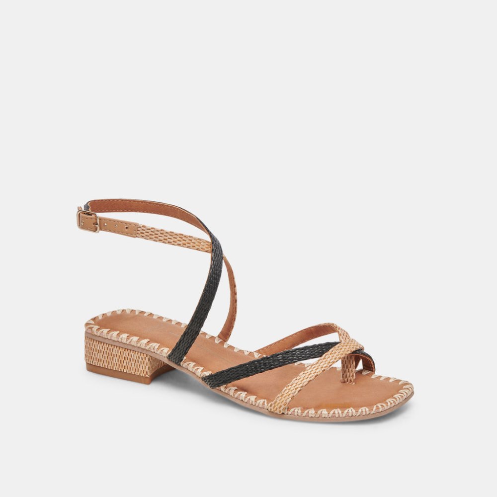 Dolce Vita Brinn Sandals Black Natural Raffia