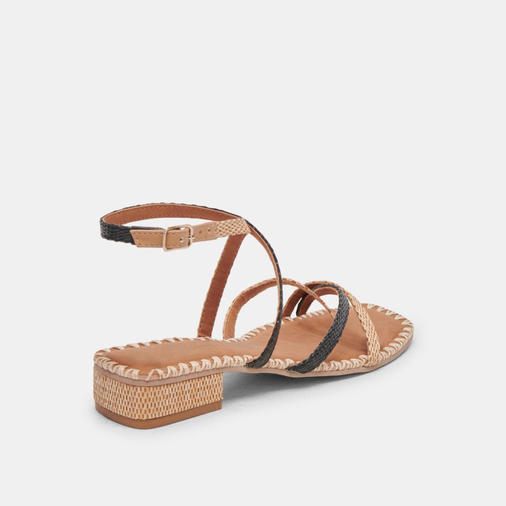 Dolce Vita Brinn Sandals Black Natural Raffia