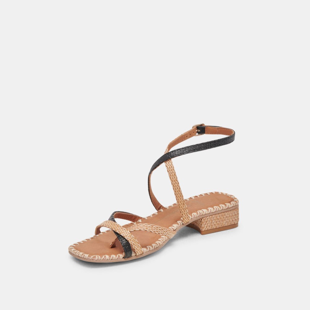 Dolce Vita Brinn Sandals Black Natural Raffia