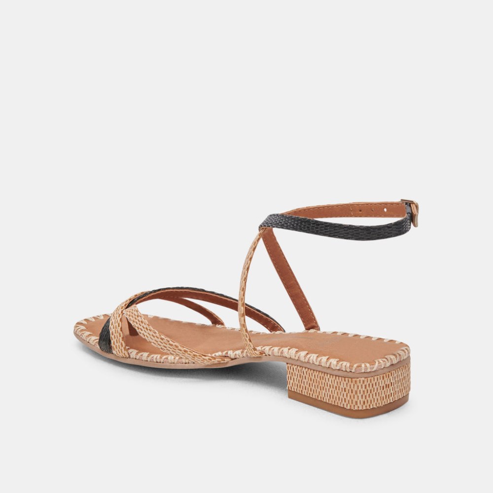Dolce Vita Brinn Sandals Black Natural Raffia