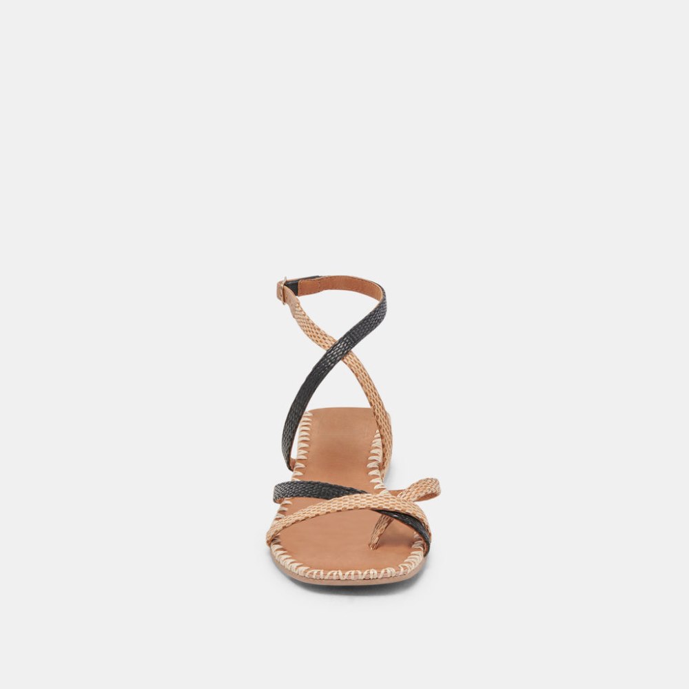 Dolce Vita Brinn Sandals Black Natural Raffia