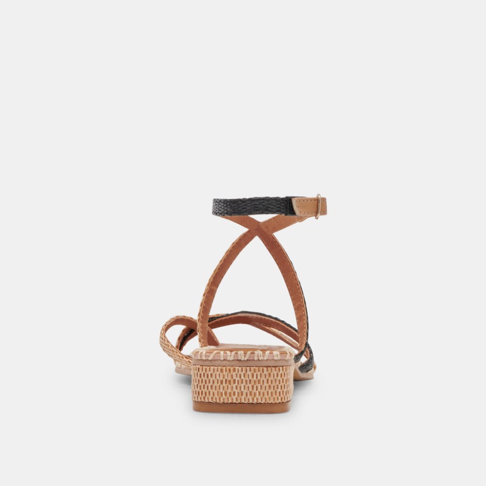 Dolce Vita Brinn Sandals Black Natural Raffia