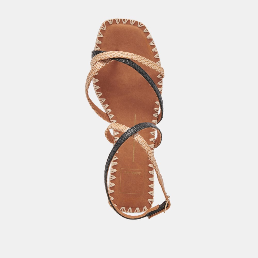 Dolce Vita Brinn Sandals Black Natural Raffia