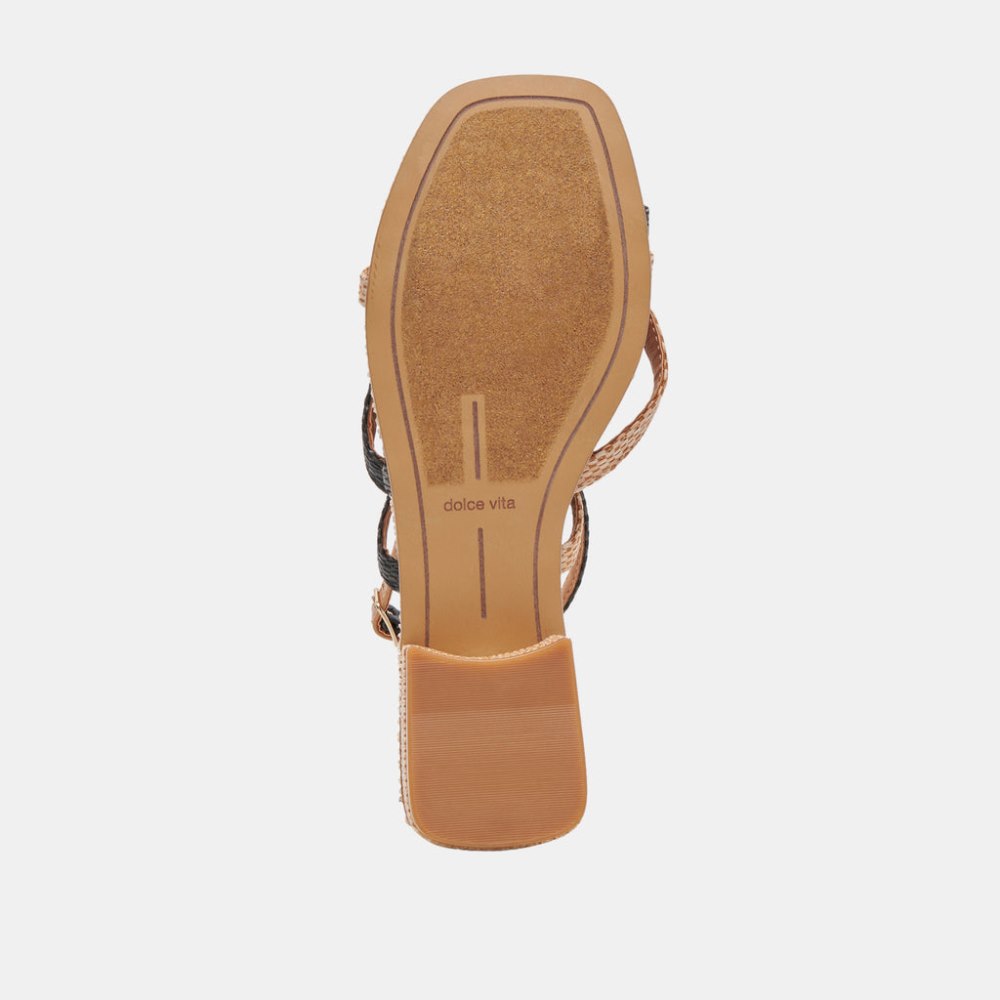 Dolce Vita Brinn Sandals Black Natural Raffia