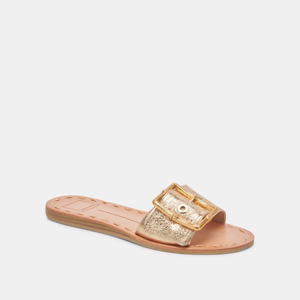 Dolce Vita Dasa Sandals Gold Crackled Leather
