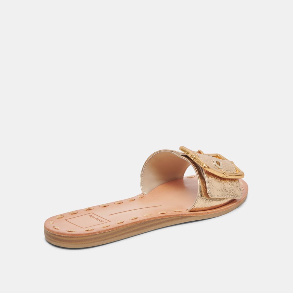Dolce Vita Dasa Sandals Gold Crackled Leather