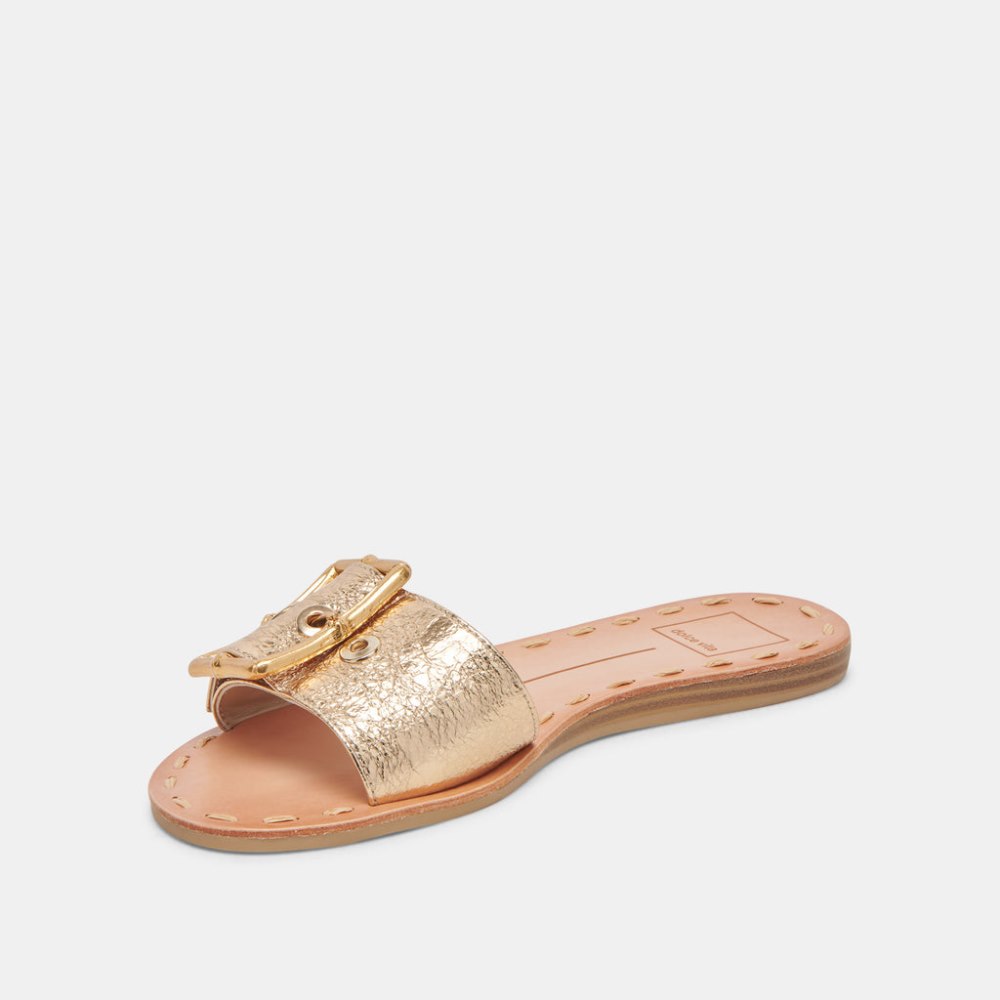 Dolce Vita Dasa Sandals Gold Crackled Leather