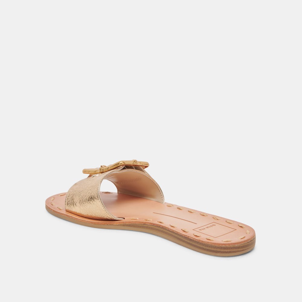 Dolce Vita Dasa Sandals Gold Crackled Leather