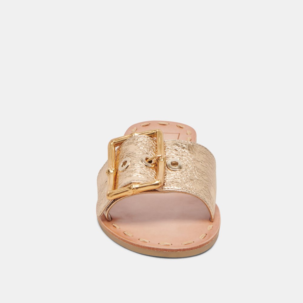 Dolce Vita Dasa Sandals Gold Crackled Leather