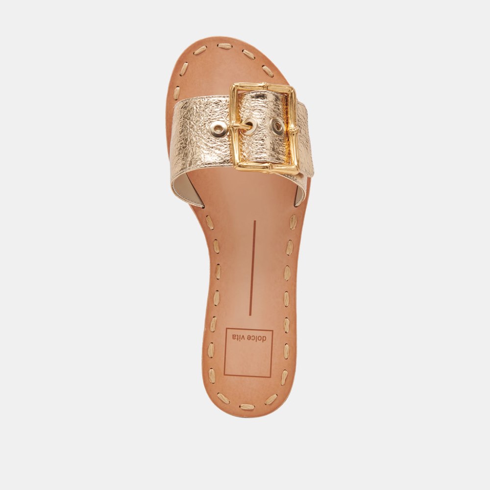 Dolce Vita Dasa Sandals Gold Crackled Leather